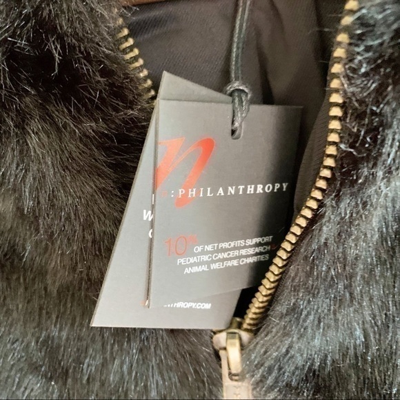 n: PHILANTHROPY Black Faux Fur‎ Full Zip Hooded Coat Jacket New Size Small - Picture 9 of 12